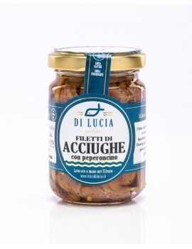 Filetti di acciughe con peperoncino in olio d’oliva 150g -