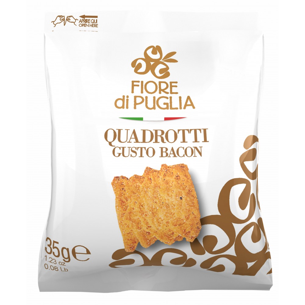 QUADROTTI AL BACON - 60 BUSTINE DA 35GR -FIORE DI PUGLIA -