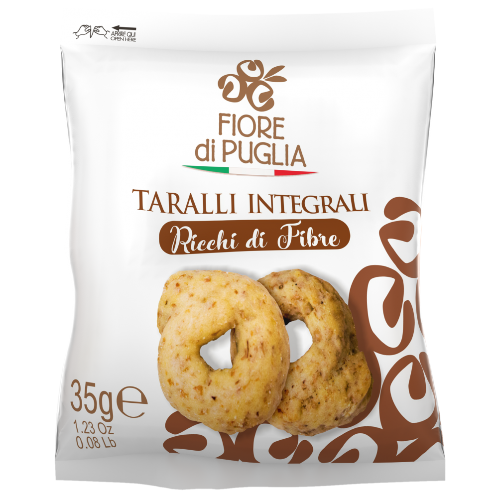 TARALLI INTEGRALI -60PEZZI - 35GR. FIORE DI PUGLIA - Ciaoone