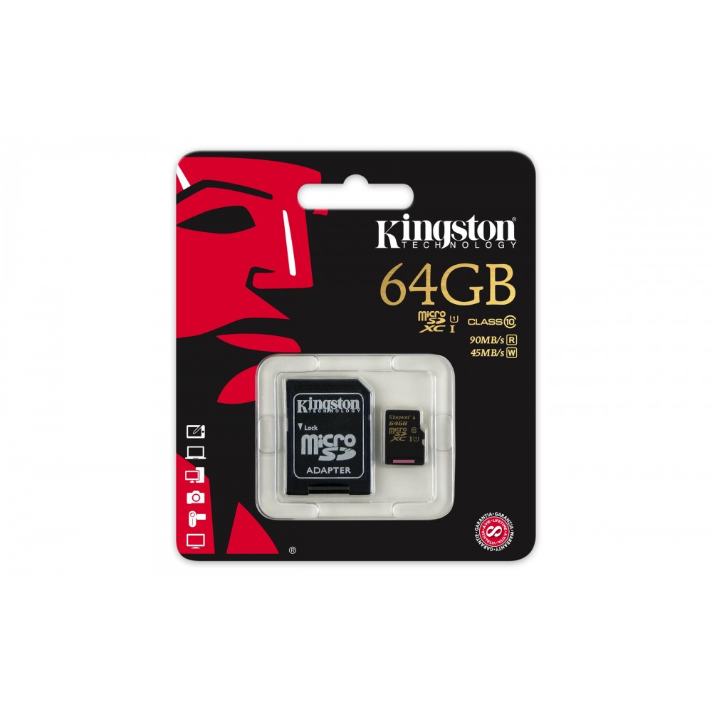 MEMORY CARD MICRO SD/TRANSFLASH 64GB KINGSTON CLASSE 10