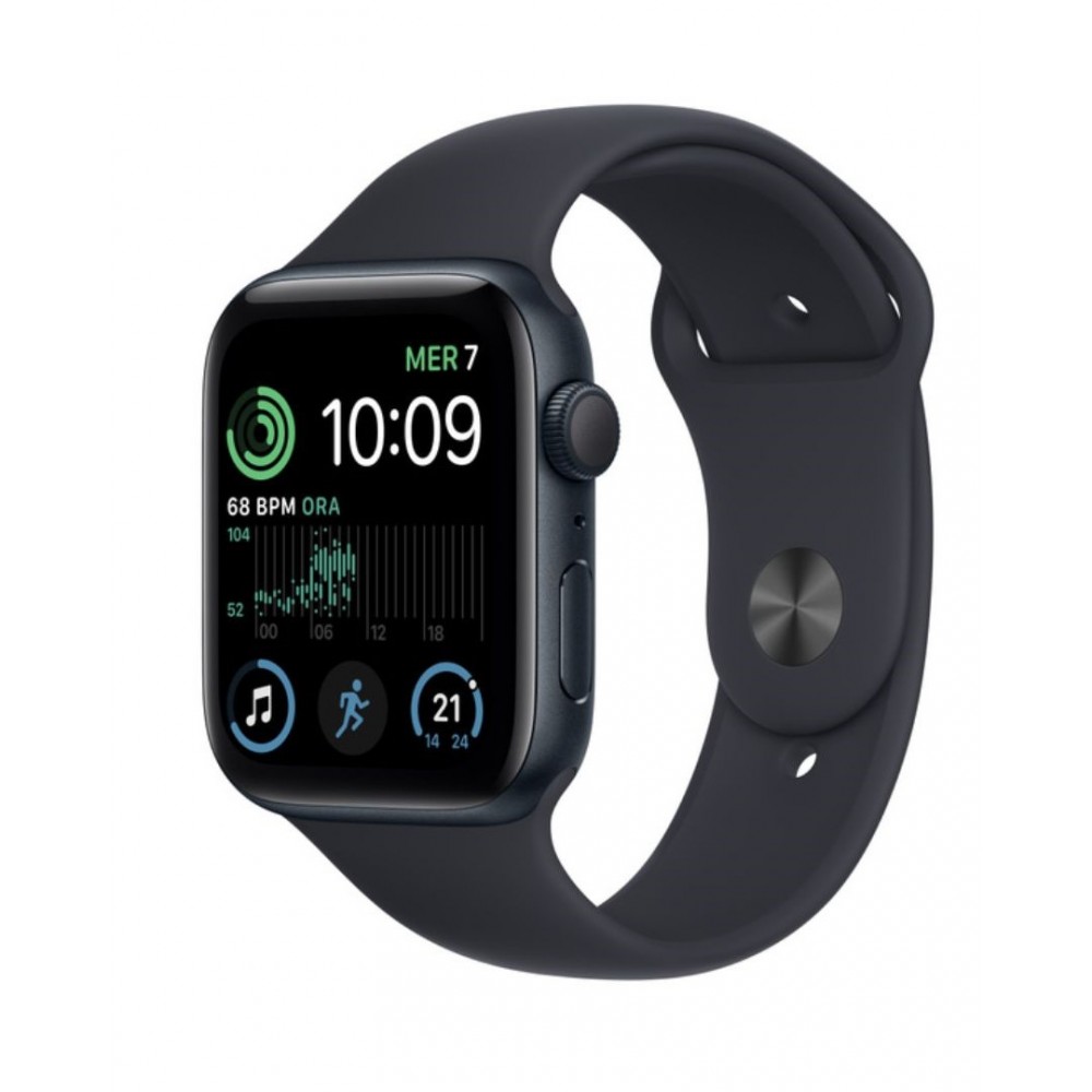 SMARTWATCH APPLE WATCH SE 2 44MM GPS ALLUMINIO MEZZANOTTE CON CINTURINO SPORT