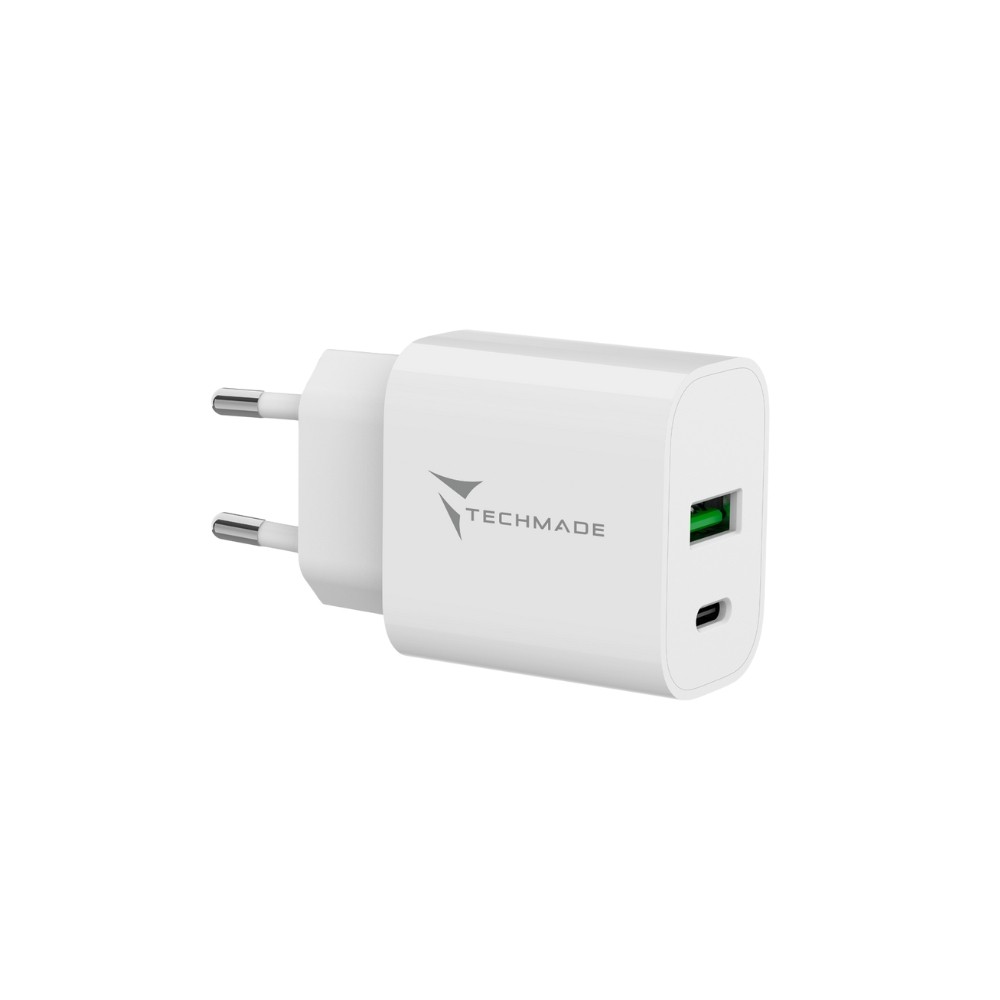 CARICABATTERIA DA RETE FAST CHARGE USB-C + USB-A 20W TECHMADE FAST CHARGE TM-389 CARICABATTERIA DA RETE FAST CHARGE USB-C + USB-A 20W TECHMADE FAST CHARGE TM-389