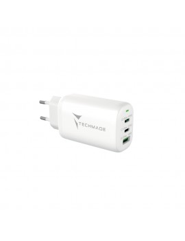 CARICABATTERIA RAPIDO 65W GAN 3 PORTE (2USB-C USB-A) TECHMADE TM-P937-WH