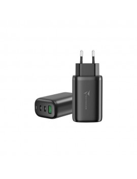 CARICATORE RAPIDO 65W GAN 3 PORTE (2USB-C USB-A) TECHMADE TM-P937-BK BLACK
