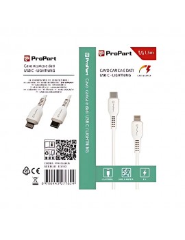 CAVO DATI/CARICA PER SMARTPHONE TYPE-C/LIGHTNING 1.5M BIANCO PROPART PP15CL624W