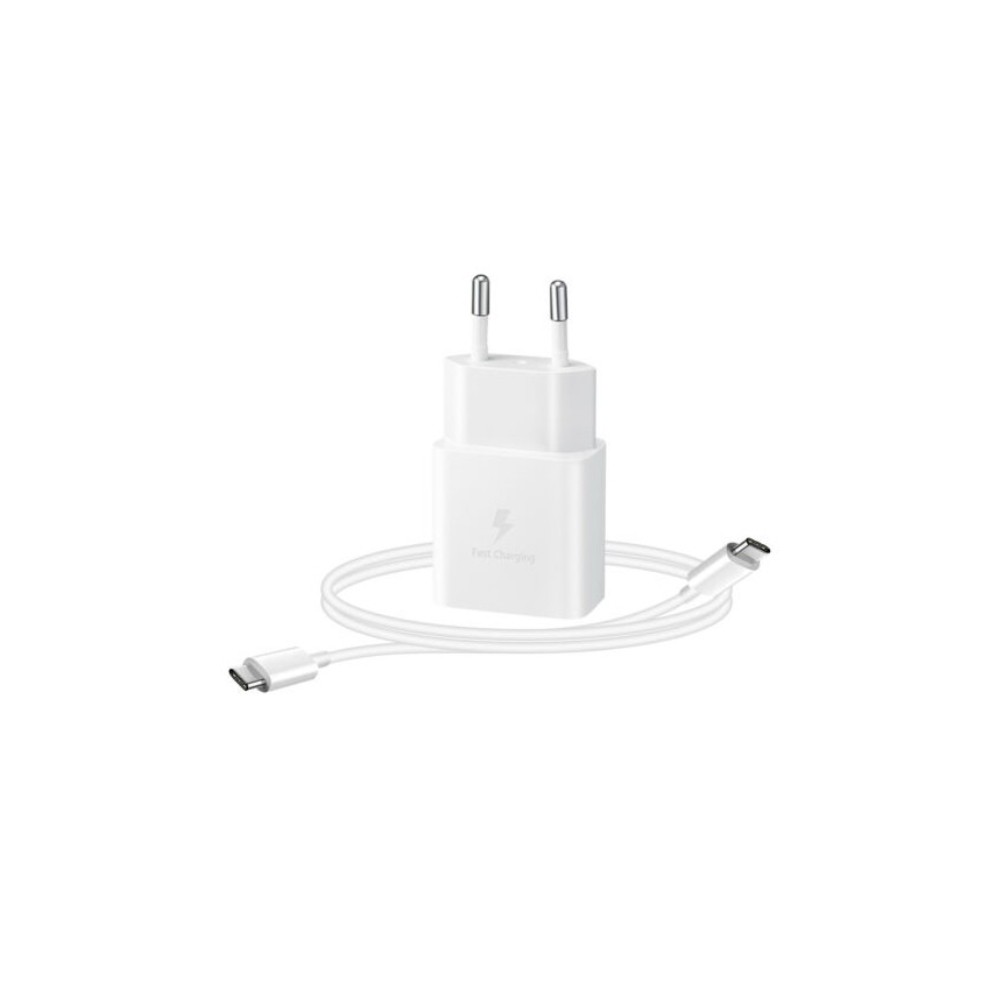 CARICABATTERIA DA RETE SAMSUNG SUPER FAST CHARGING 15W USB-C EP-T1510XWEGEU + CAVO TYPE-C WHITE